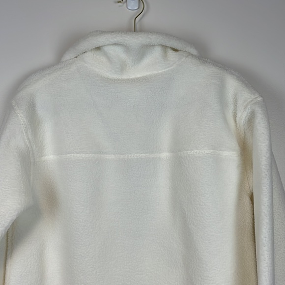 New Gap Off-White Contrast Piping Long Sleeve Soft  Sherpa Jacket Size S - Picture 8 of 9